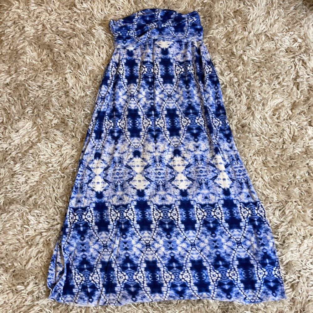 Blue and white tie dye maxi skirt